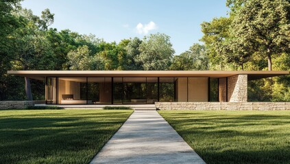 Fototapeta premium Modern House in Wooded Landscape