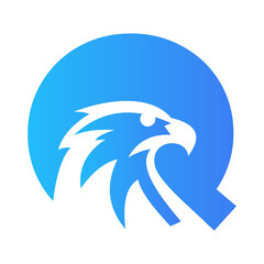 Initial Letter Q Flying Eagle Logo Concept For Speed Icon and Transportation Symbol Vector Sign