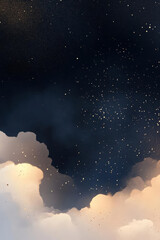 serene night sky filled with stars and soft clouds, evoking tranquility