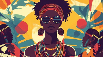 Vibrant African Culture Festival Vector Illustration