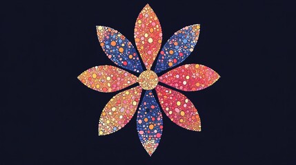 Hand-Drawn Dotted Floral Figure Illustration in Flat Vector Style