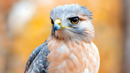 Close-up of a hawk, perched, autumn background, wildlife photography