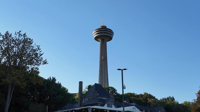 View of the iconic Skylon Tower at Niagara Falls 4K