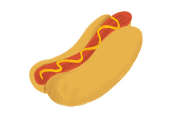 hot dog caliente con mostaza