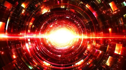 Fototapeta premium Abstract Red and Orange Geometric Tunnel Design