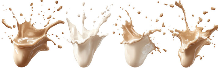 Irish cream splashes isolated on transparent background