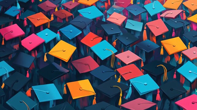 Flat Vector Illustration of Graduation Event Mortarboard for Educational Designs and Promotions