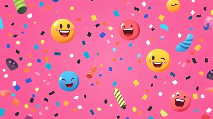 Colorful Birthday Emoji Confetti Cartoon Vector Illustration for Celebratory Events and Festive Occasions