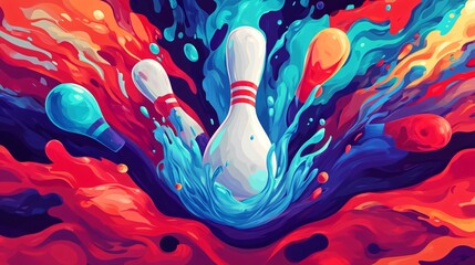 Vibrant Bowling Splash Vector Art for Sport Event Promotions and Bowling Alley Advertisements