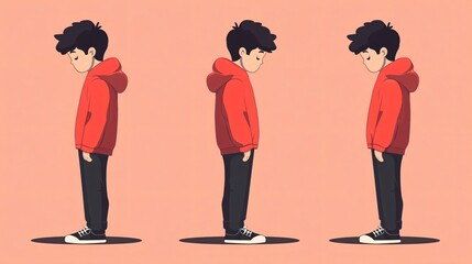 Depressed Boy Flat Vector Illustration for Mental Health and Depression Awareness Campaigns