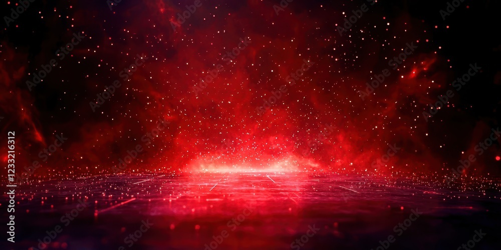 Poster red background with a lot of red dots