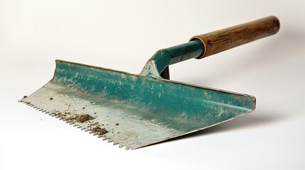 Vintage Metal Garden Tool with Wooden Handle for Soil Preparation and Gardening Tasks in Home Landscape