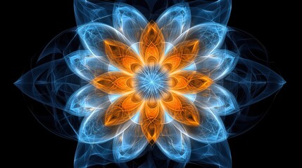 Obraz premium An enchanting display of vibrant blue and orange flower patterns radiate beauty and joy, perfect for celebrating Women's Day, birthdays, and love-filled occasions