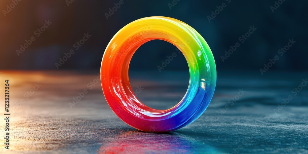Poster rainbow colored circle is on a surface