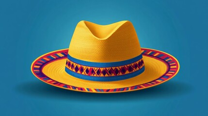 Colombian Traditional Hat Flat Vector Illustration for Cultural Designs and Tourism Projects