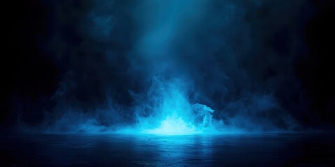 Blue smokey background with a blue fire