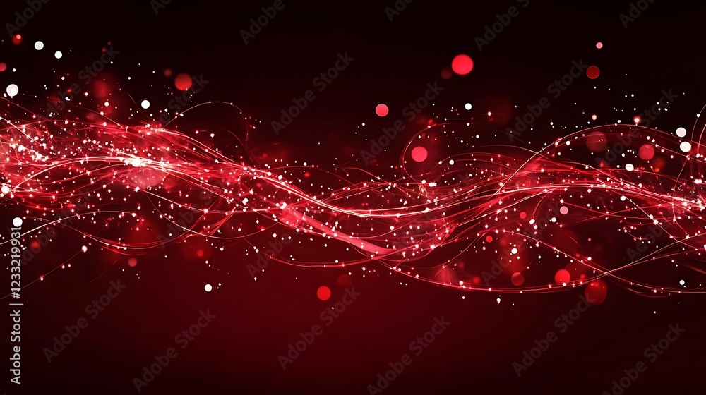 Canvas Prints abstract red light waves with sparkling particles