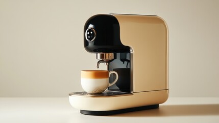 Modern Espresso Machine Brewing Fresh Coffee in Stylish Kitchen Environment