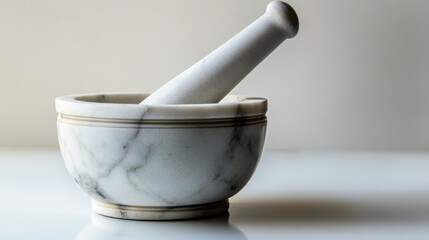 Elegant Marble Mortar and Pestle Set for Culinary and Home Uses in Minimalist Style