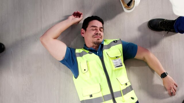 Fall And Fall Injury Accident At Workplace