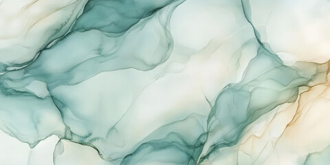 Naklejka premium Abstract watercolor background with soft teal and cream tones blending gently into each other. Ideal for serene and elegant visuals.