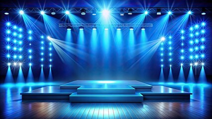 Captivating Stage Design with Blue Lights and Platform for Events and Performances