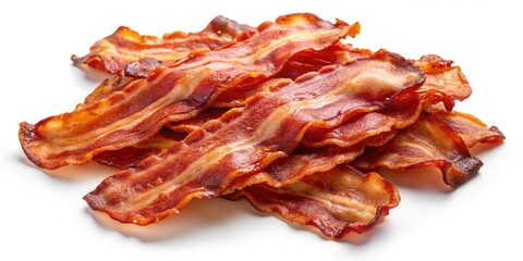 Closeup of Crispy Fried Bacon Slices on Transparent Background for Food Photography, Cooking, and Culinary Use