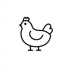 Simple black line drawing of a chicken with minimalist features isolated on white background