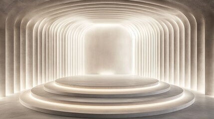 Obraz premium Illuminated Circular Stage with Archway Background