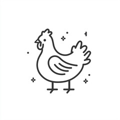 Obraz premium Simple line drawing of a chicken icon on a clean white background, perfect for various design needs