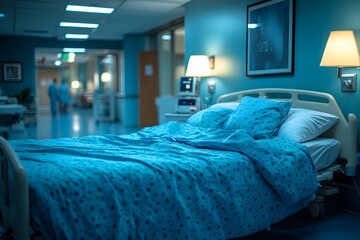 Hospital bedroom with a comfortable bed and elegant decor