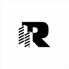 R initial building logo design vector symbol graphic