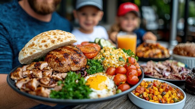 A family gathered around a table savoring a delightful homemade meal made from locally sourced fresh ingredients in an outdoor setting creating a sense of togetherness comfort