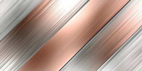 Obraz premium Elegant rose gold and silver diagonal metallic texture with a polished reflective finish.