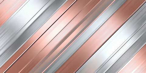 Obraz premium Elegant rose gold and silver diagonal metallic texture with a polished reflective finish.