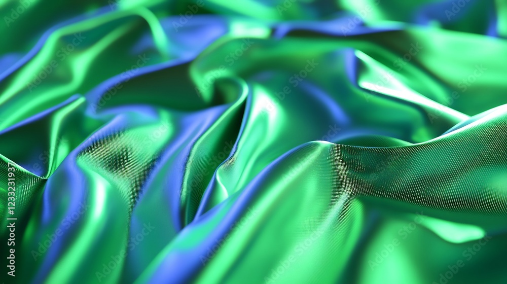 Canvas Prints Green silk fabric waves, close-up texture