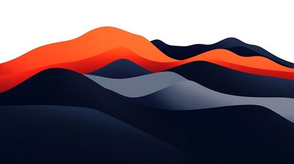Naklejka premium Abstract Orange And Blue Wave Mountainscape