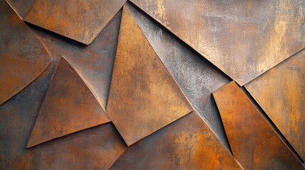 Abstract Metallic Geometric Pattern with Textured Surface and Angular Design