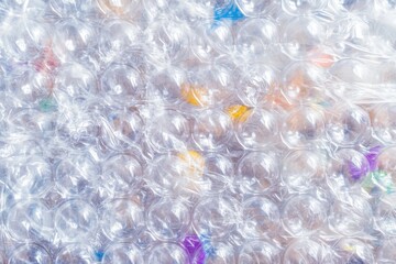 Overhead View of Irregularly Arranged Bubble Wrap Sheet with Bubbles
