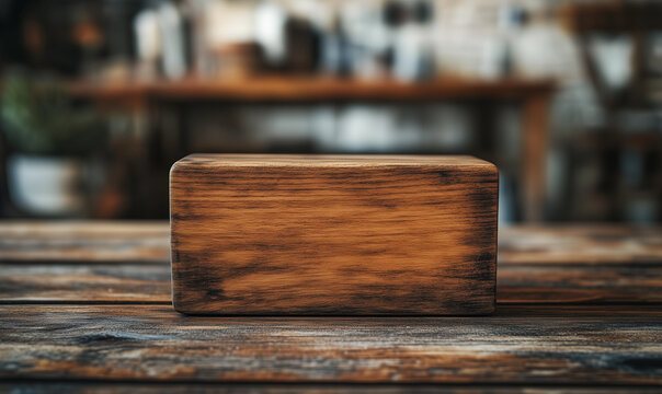 A box plot on a wooden table, designed with rustic UI illustration for a natural look