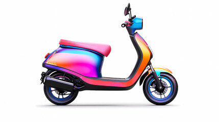 Obraz premium An electric scooter with vibrant color and pristine white design, offering a modern, eco-friendly ride