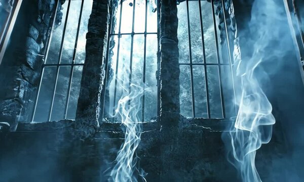 Mysterious Gates with Ethereal Smoke in Phantom Light Environment with ai generated.