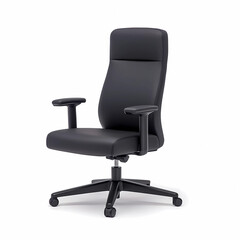 Fototapeta premium An ergonomic office chair with black style and a clear white background, offering comfort and support