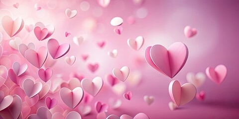 Romantic Valentine's Day Theme with Paper Pink Hearts on Soft Background, Perfect for Love and Affection Designs, Celebrating Relationships and Special Moments