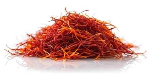 Fototapeta premium Saffron Spice Threads Isolated on Transparent Background - Vibrant Culinary Herb for Cooking and Food Photography