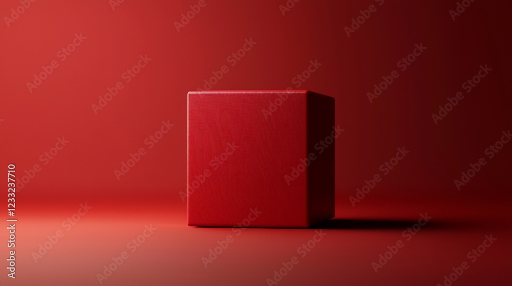 Aufkleber Red Cube On Red Background Simple Minimalist Design