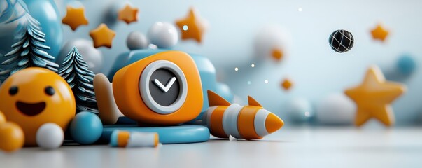 Obraz premium Colorful and engaging 3D rendered of cute and friendly smart notification icons for customer communication and digital business applications