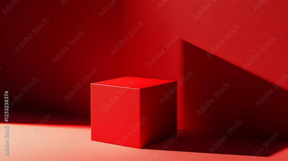 Aufkleber Red Cube Minimalist Product Display Background