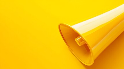 Yellow megaphone on yellow background with copy space