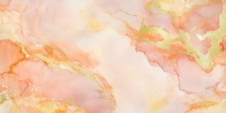 Soft peach and gold watercolor background with a glowing, radiant finish, ideal for elegant invitations and branding.